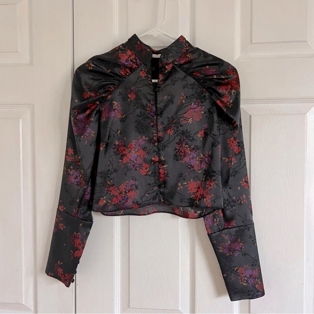 Zara Silk Floral embroidered Blouse
